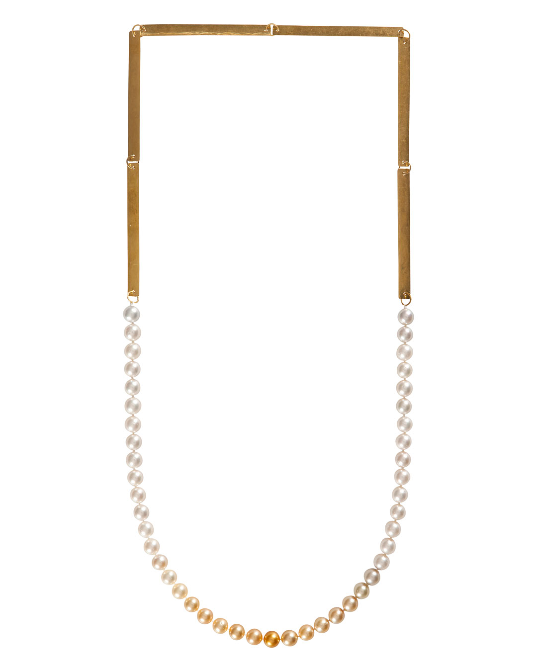 Annelies Planteijdt, Mooie stad – Collier en Chanel no.19 (Beautiful City - Necklace with Chanel no.19), 2017, necklace, gold, South Sea pearls, 150 x 360 mm, price on request (image 1/3)