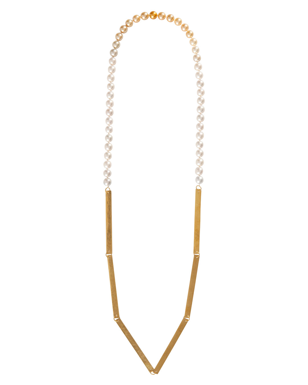 Annelies Planteijdt, Mooie stad – Collier en Chanel no.19 (Beautiful City - Necklace with Chanel no.19), 2017, necklace, gold, South Sea pearls, 150 x 360 mm, price on request (image 2/3)