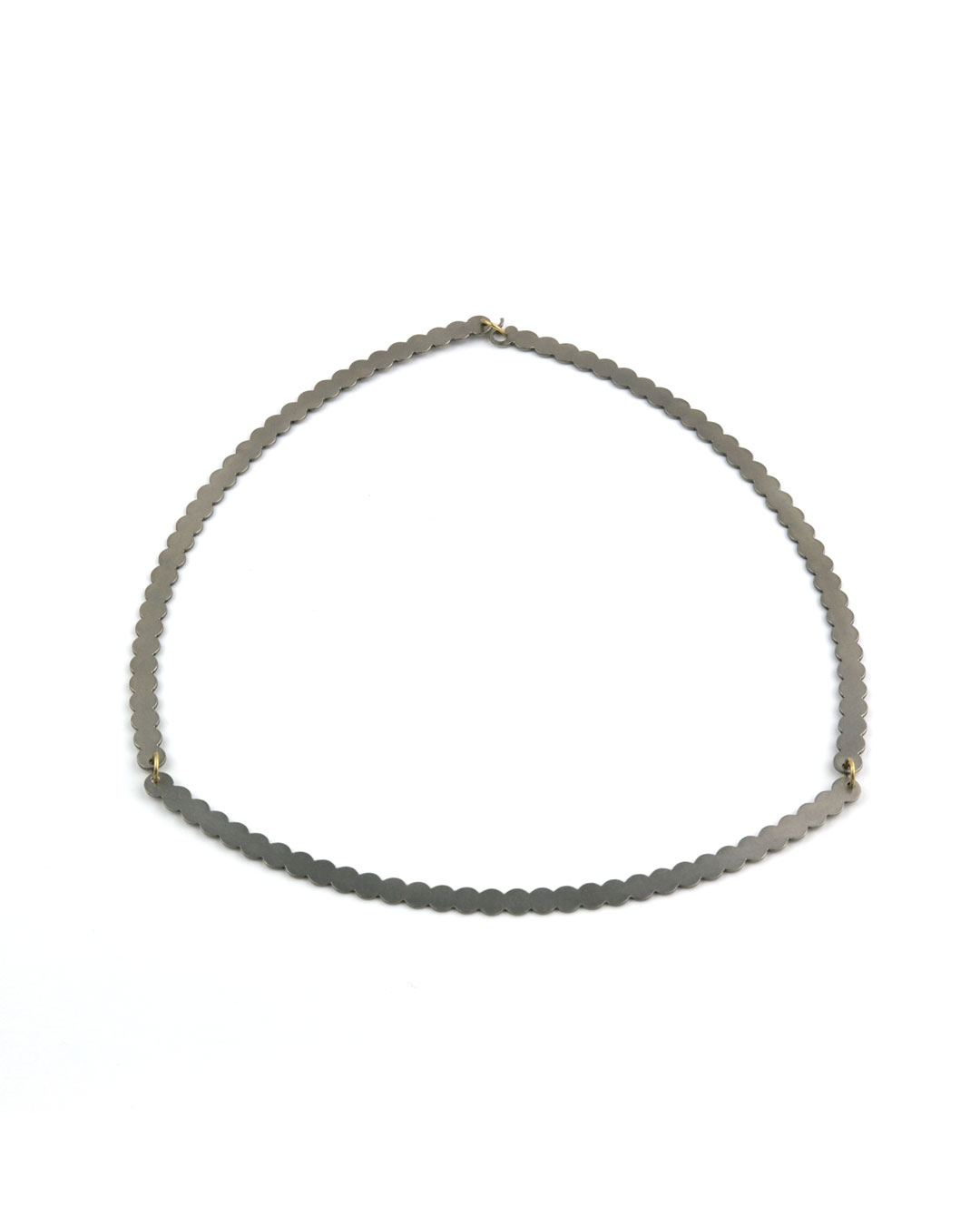 Karola Torkos, Modula, 2007, necklace; stainless steel, 8ct gold, ø 180 mm, €715