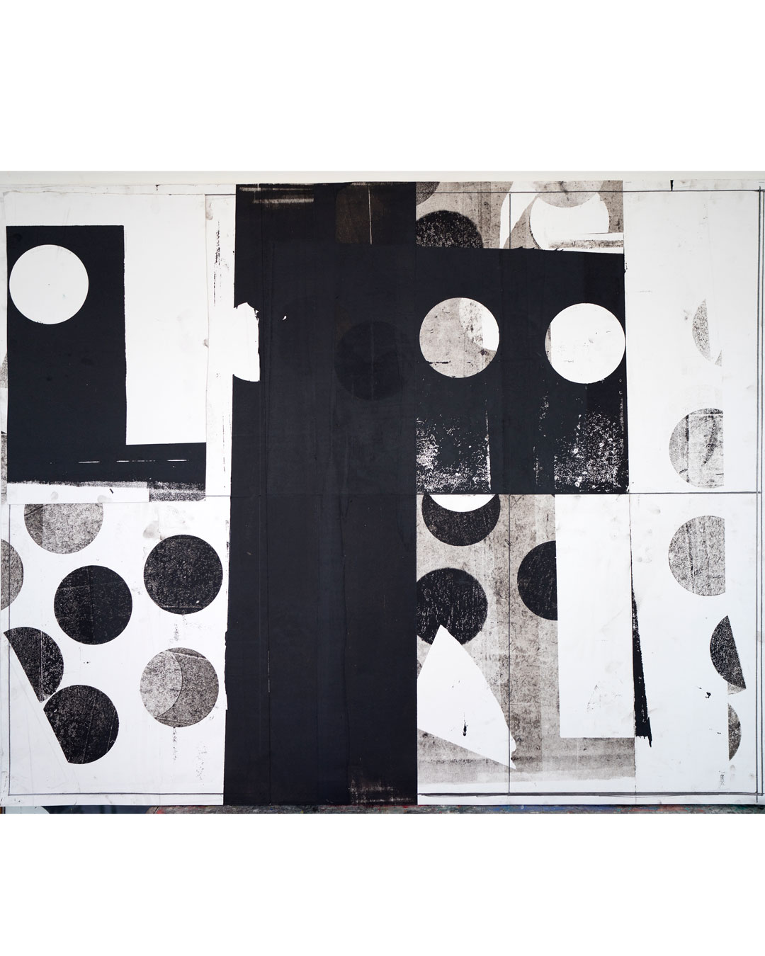 Piet Dieleman, zonder titel, 2020, collage, monotype inkt op oliebasis, potlood, acrylbindmiddel op papier, 1290 x 1590 mm, €3270