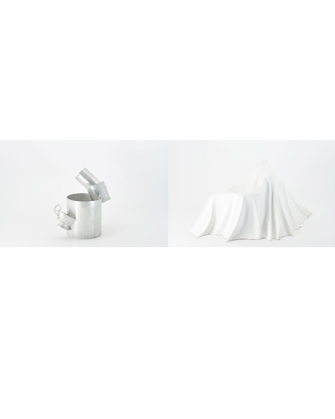 Anders Ljungberg, Act+Curtain #1, 2019, objecten; vertind koper, geconstrueerd marmer, 330 x 220 x 250 mm / 570 x 380 x 252 mm, €4400