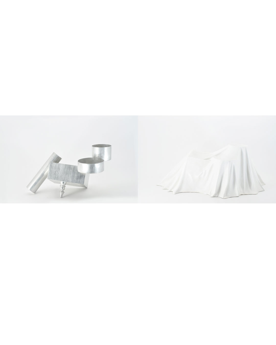 Anders Ljungberg, Act+Curtain #3, 2019, objecten; vertind koper, geconstrueerd marmer, 420 x 205 x 222 mm / 570 x 340 x 225 mm, €4400