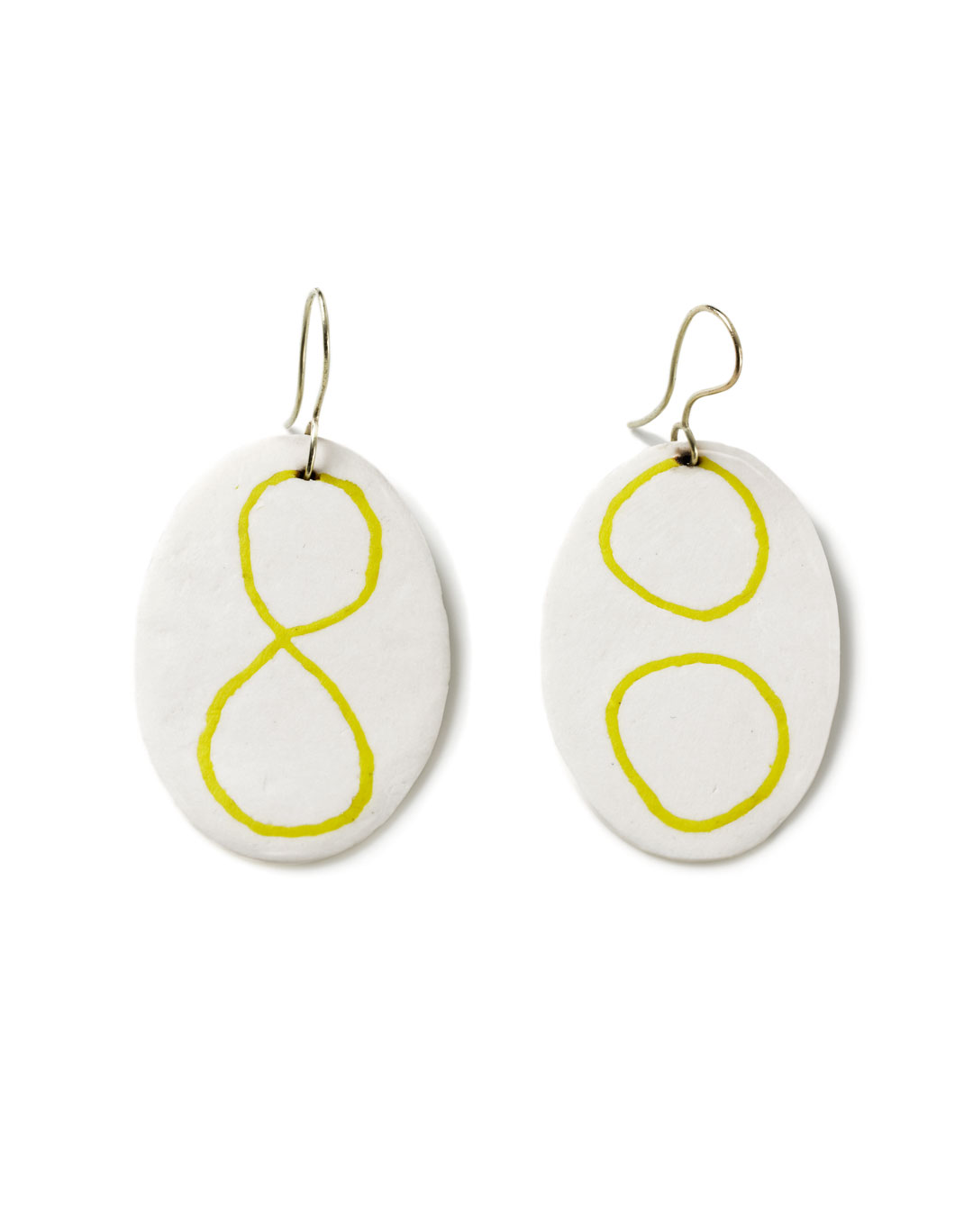 Julie Mollenhauer, untitled, 2018, earrings; porcelain, Fimo, silver, 14ct gold, 45 x 30 x 5 mm, €550