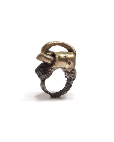 Dana Seachuga, Archetype Ring 13, 2014, ring; iron, oxidised silver, yellow bronze, 42 x 30 x 25 mm, €605