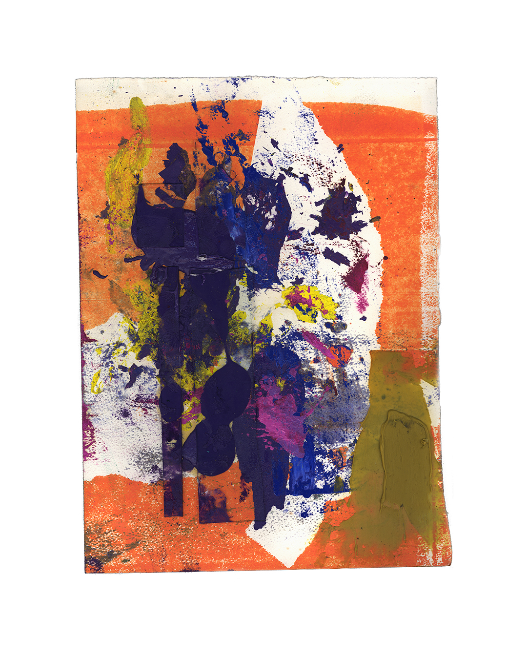 Piet Dieleman, zonder titel, 2020, schilderij, epoxyvuller, glas, olieverf, temperaverf op papier, 380 x 280 mm, €930