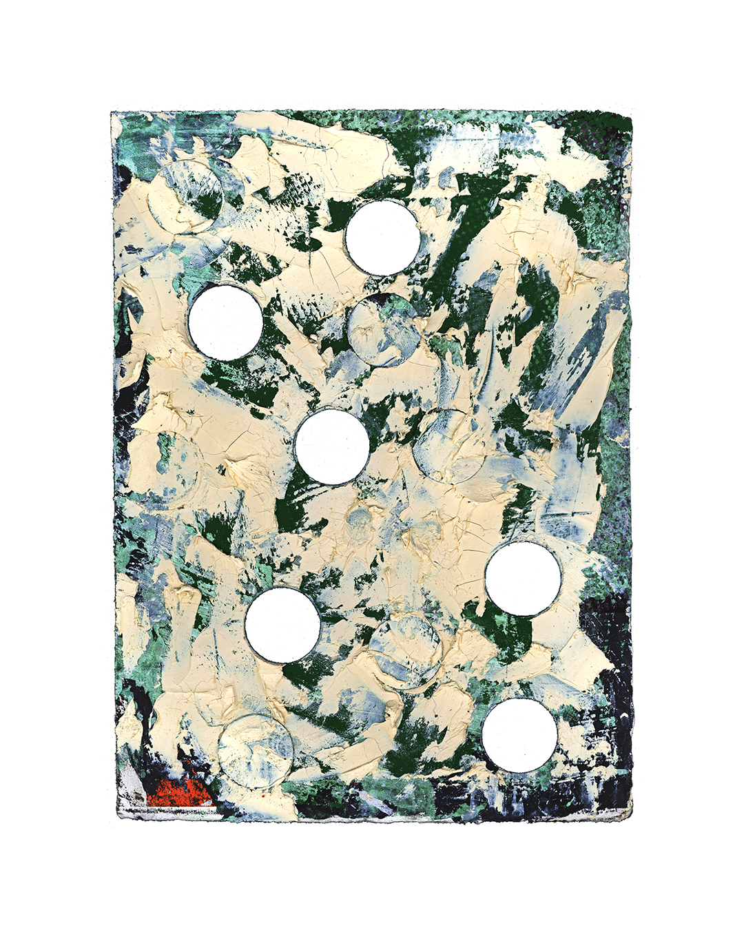 Piet Dieleman, zonder titel, 2020, schilderij, tempera, acrylverf, pigment op laser houtprint, 395 x 280 mm, €930