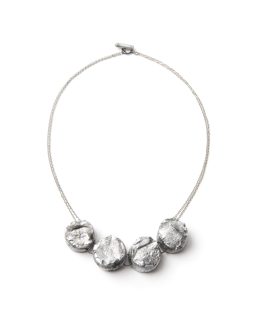 Barbara Schrobenhauser, Fractures I, 2015, necklace; aluminium, stainless steel, silver 450 x 20 x 18 mm, €1825