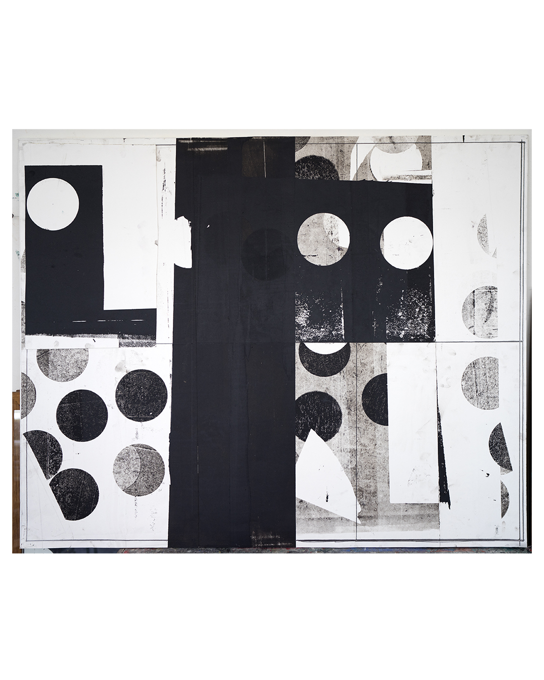 Piet Dieleman, zonder titel, 2020, collage, monotype inkt op oliebasis, potlood, acrylbindmiddel op papier, 1290 x 1590 mm, €3270