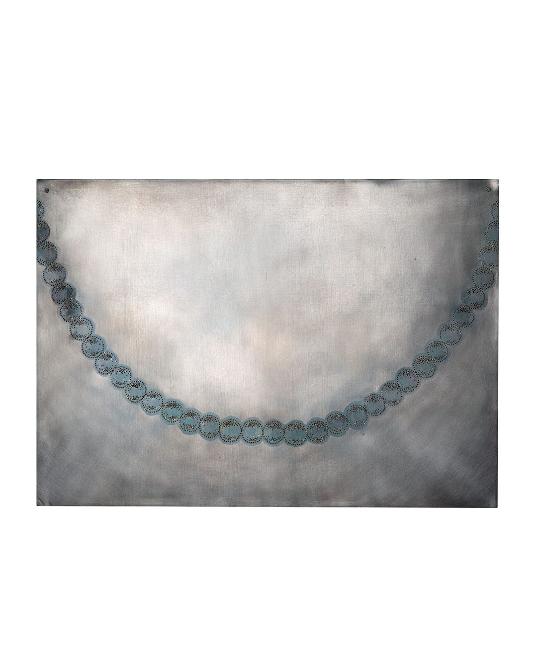 Katharina Dettar Half a Pearl Necklace, 2022, wall object; copper, silverplated oxidised, nails oxidised silver 350 x 500 x 0,9 mm
